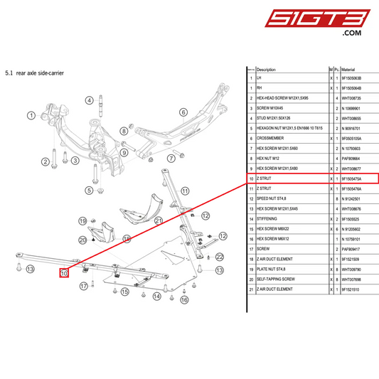 Z STRUT - 9F1505475A [PORSCHE 992.1 GT3 Cup]