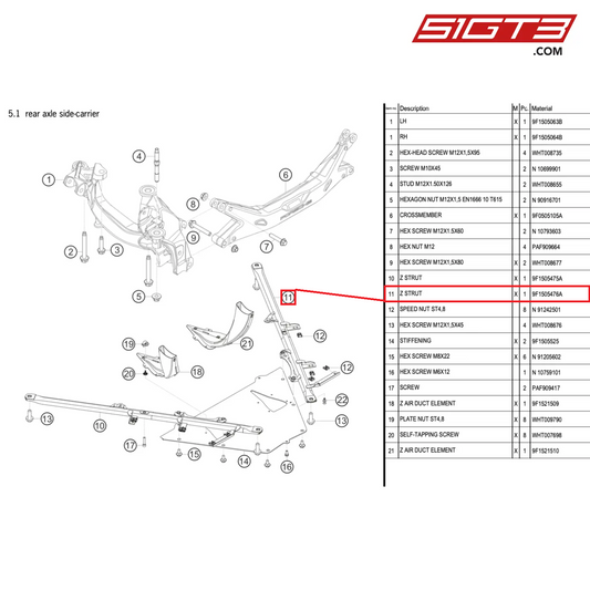 Z STRUT - 9F1505476A [PORSCHE 992.1 GT3 Cup]