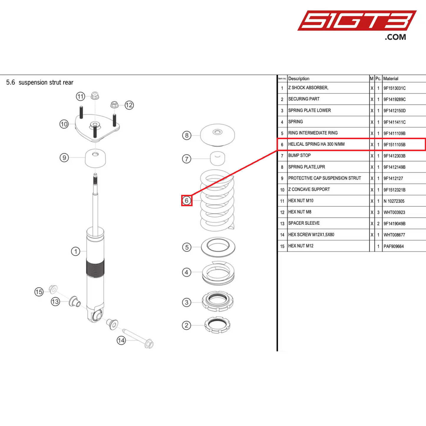 HELICAL SPRING HA 300 N/MM - 9F1511105B [PORSCHE 911 GT3 Cup Type 992]