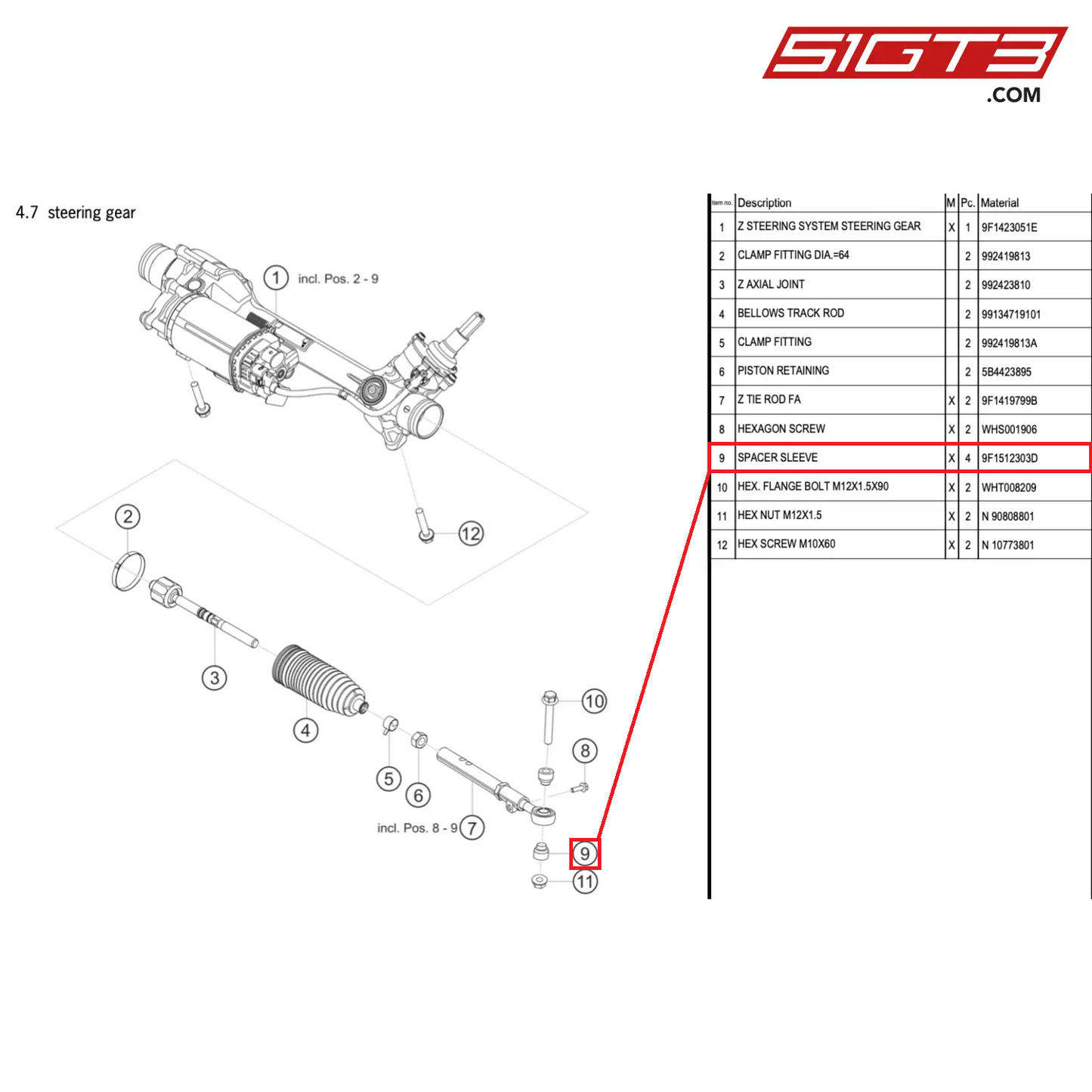 SPACER SLEEVE - 9F1512303D [PORSCHE 911 GT3 Cup Type 992]