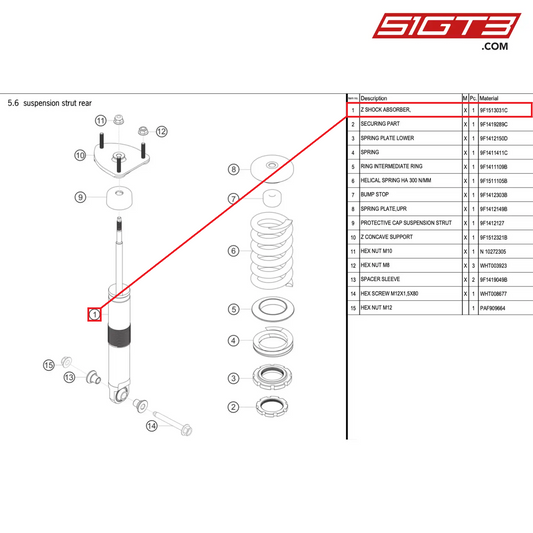 Z SHOCK ABSORBER, - 9F1513031C [PORSCHE 992.1 GT3 Cup]