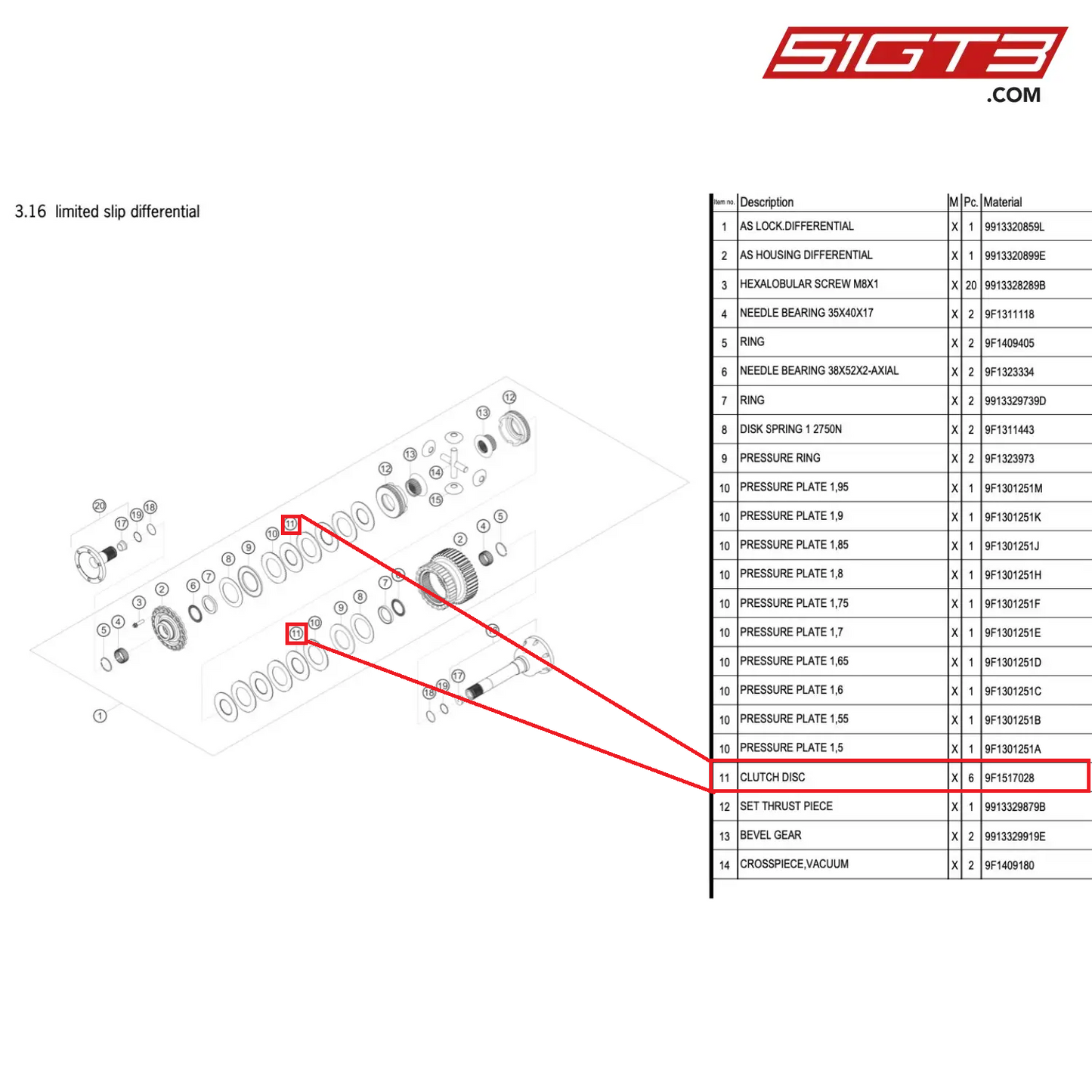 CLUTCH DISC - 9F1517028 [PORSCHE 911 GT3 Cup Type 991 (GEN1)]