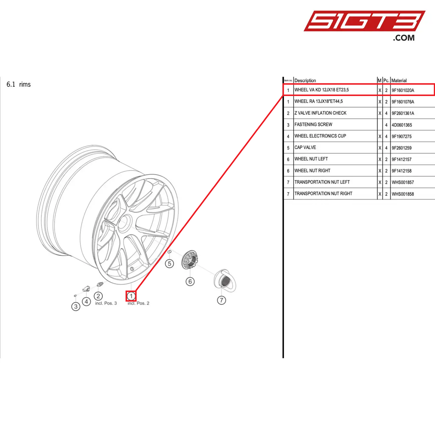 WHEEL VA KD 12JX18 ET23,5 - 9F1601020A [PORSCHE 911 GT3 Cup Type 992]