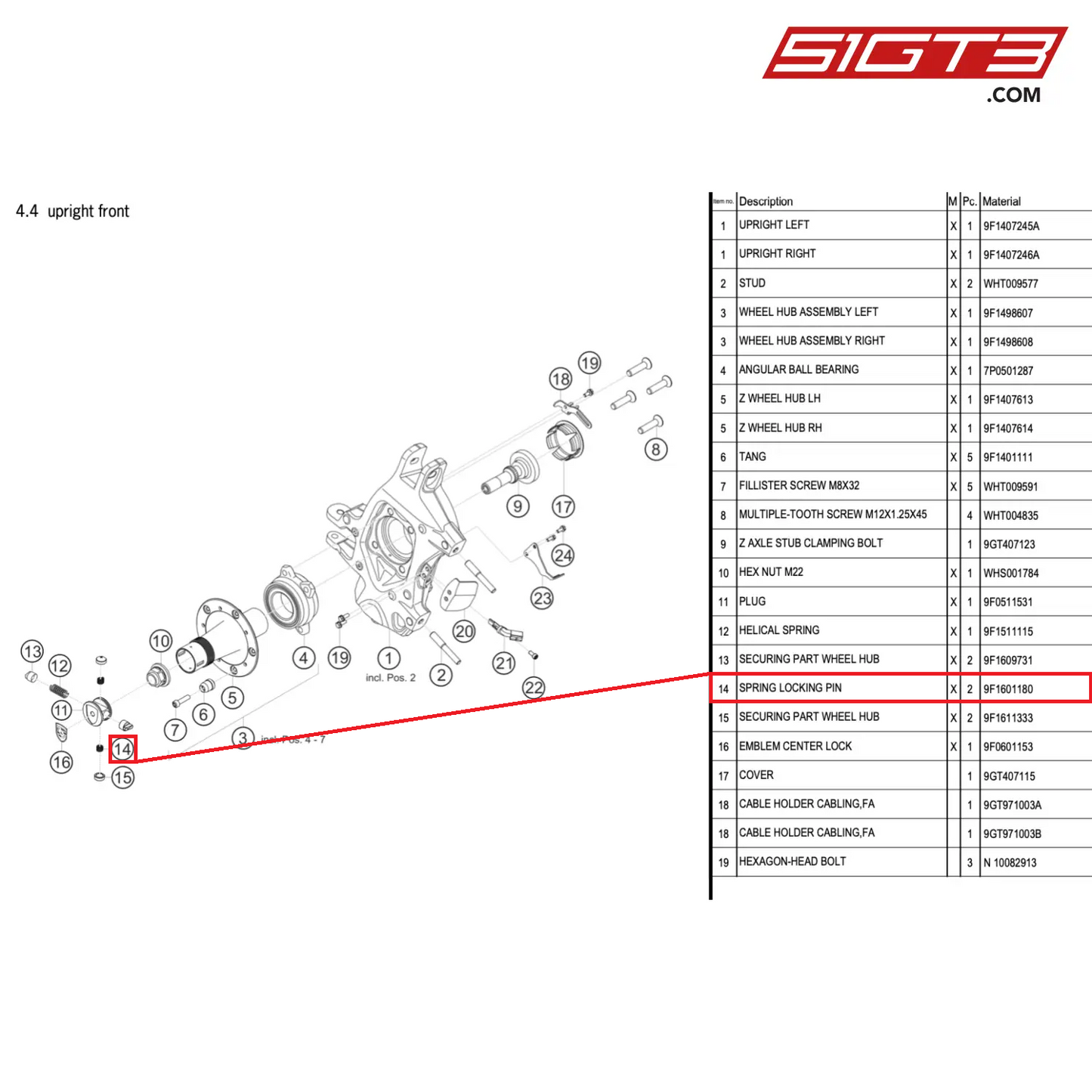 SPRING LOCKING PIN - 9F1601180 [PORSCHE 911 GT3 Cup Type 992]