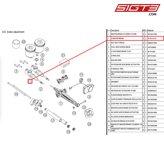 Z MASTER BRAKE - 9F1611011D [PORSCHE 991.1 GT3 Cup]