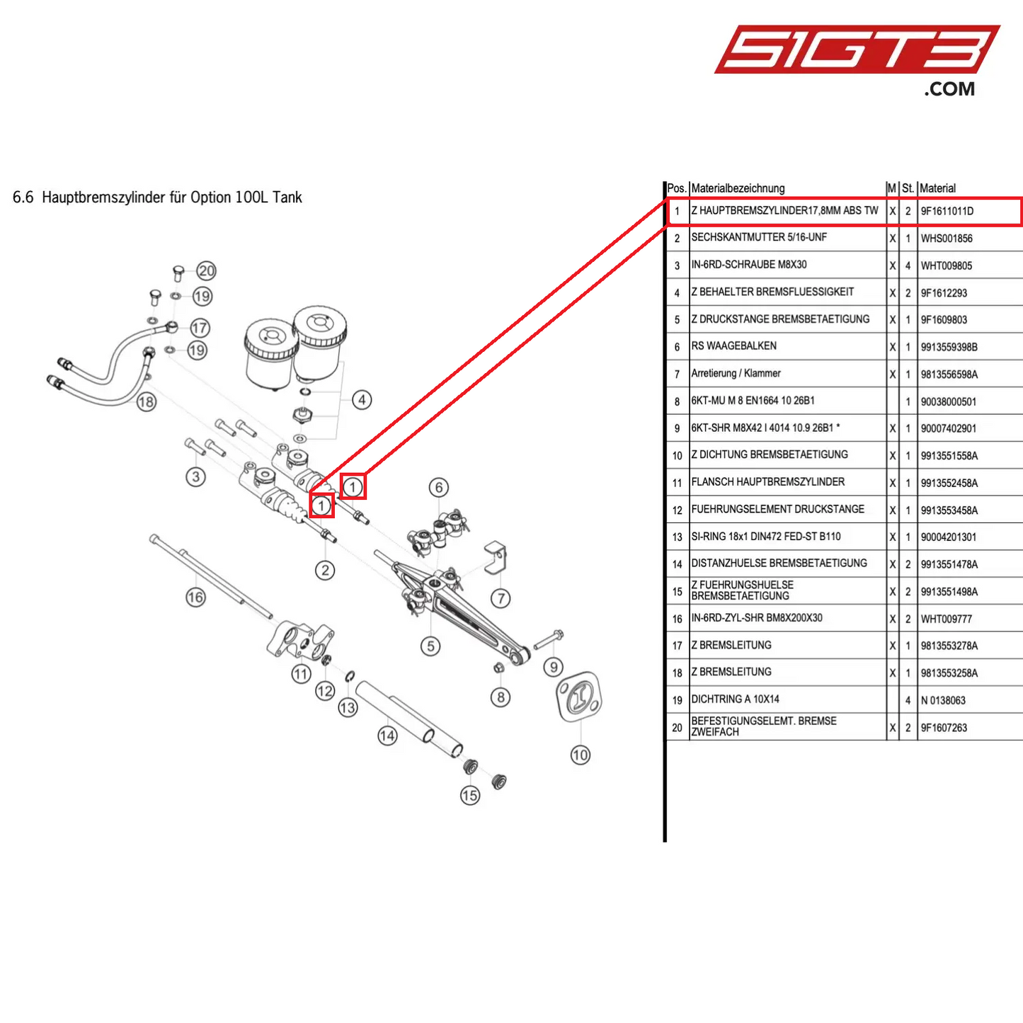 Z MASTER BRAKE - 9F1611011D [PORSCHE Cayman 981 GT4 Clubsport]