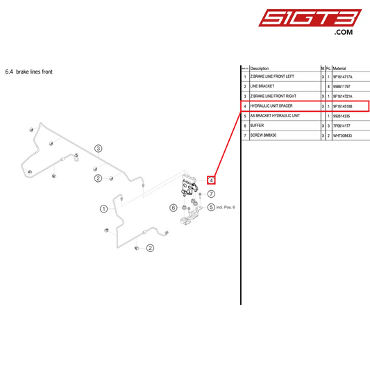 HYDRAULIC UNIT SPACER - 9F1614518B [PORSCHE 992.1 GT3 Cup]