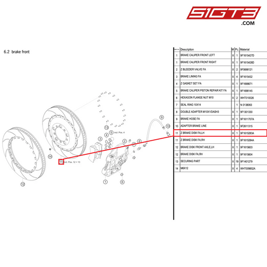 Z BRAKE DISK FA,LH - 9F1615283A [PORSCHE 992.1 GT3 Cup]