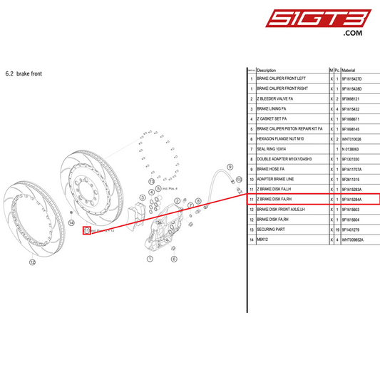 Z BRAKE DISK FA,RH - 9F1615284A [PORSCHE 992.1 GT3 Cup]