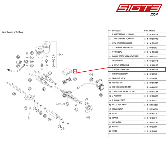 Z REPAIR KIT MBC 19,1 - 9F1698310B [PORSCHE 992.1 GT3 Cup]