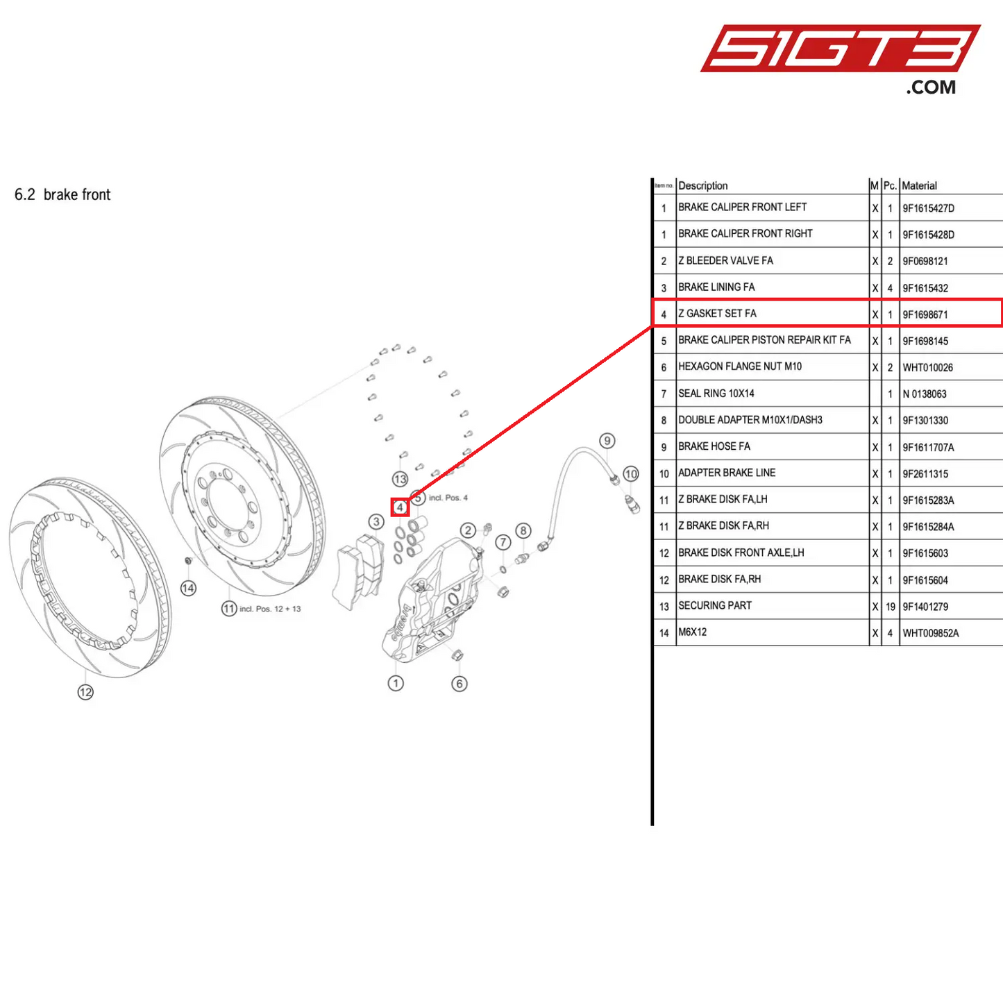 Z GASKET SET FA - 9F1698671 [PORSCHE 911 GT3 Cup Type 992]