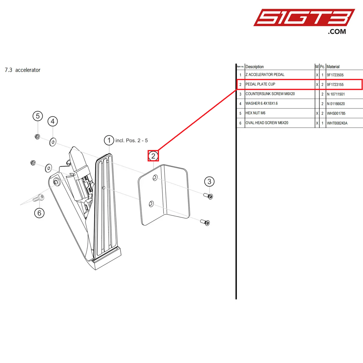 PEDAL PLATE CUP - 9F1723155 [PORSCHE 911 GT3 Cup Type 992]