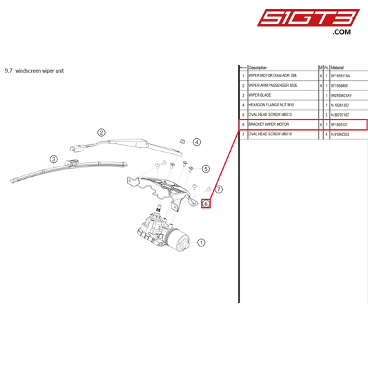 BRACKET WIPER MOTOR - 9F1805137 [PORSCHE 992.1 GT3 Cup]