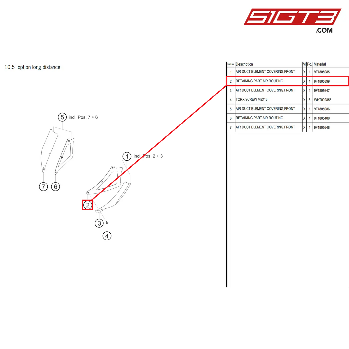 RETAINING PART AIR ROUTING - 9F1805399 [PORSCHE 992.1 GT3 Cup]