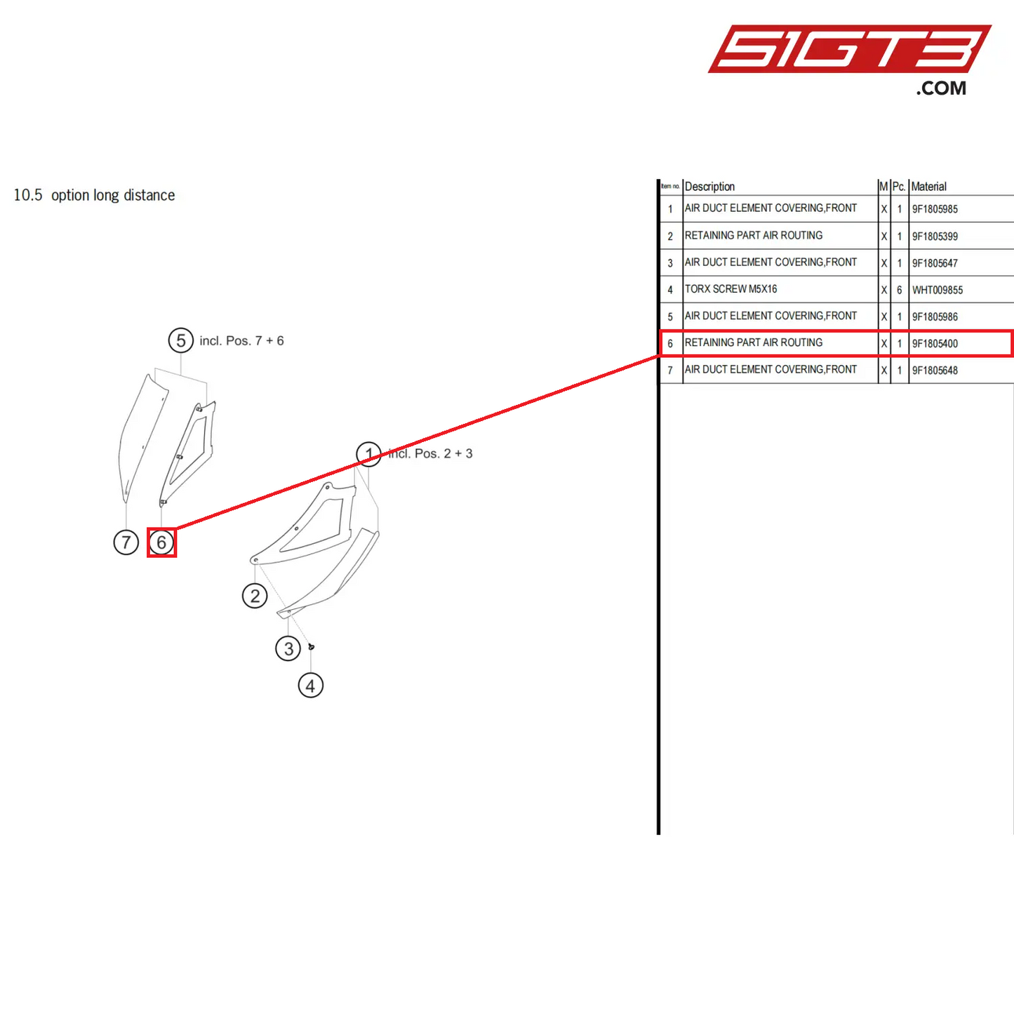 RETAINING PART AIR ROUTING - 9F1805400 [PORSCHE 911 GT3 Cup Type 992]