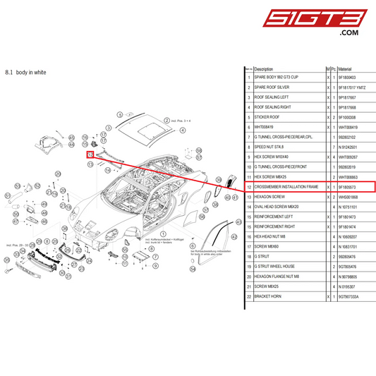 CROSSMEMBER INSTALLATION FRAME - 9F1805573 [PORSCHE 992.1 GT3 Cup]