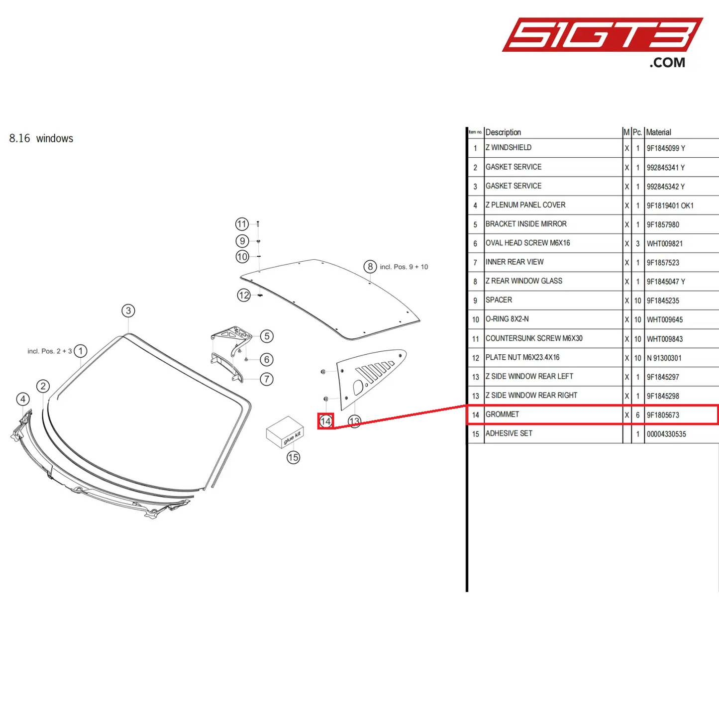 GROMMET - 9F1805673 [PORSCHE 911 GT3 Cup Type 992]