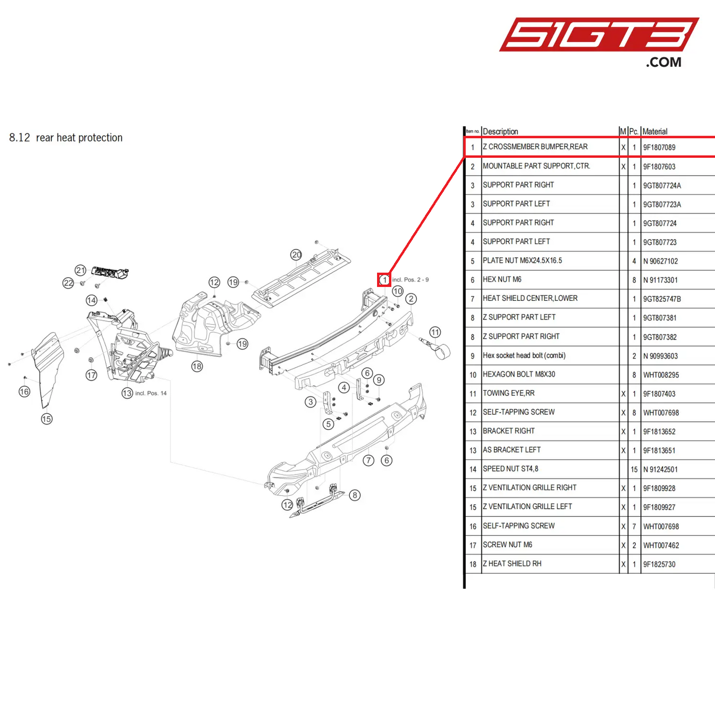 Z CROSSMEMBER BUMPER,REAR - 9F1807089 [PORSCHE 911 GT3 Cup Type 992]