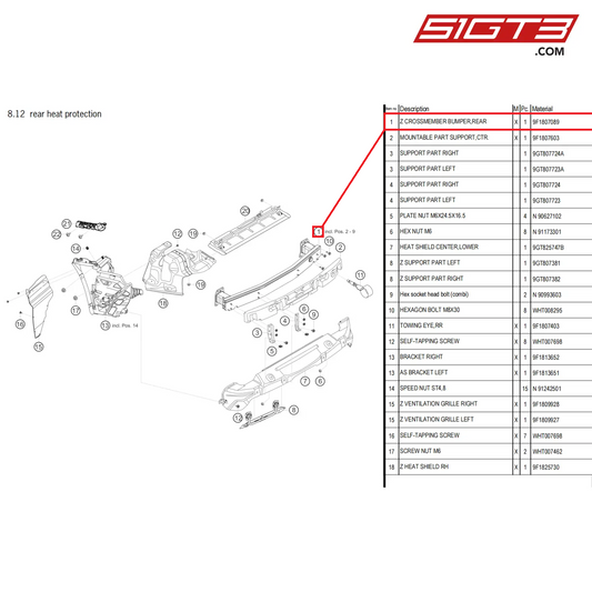 Z CROSSMEMBER BUMPER,REAR - 9F1807089 [PORSCHE 992.1 GT3 Cup]