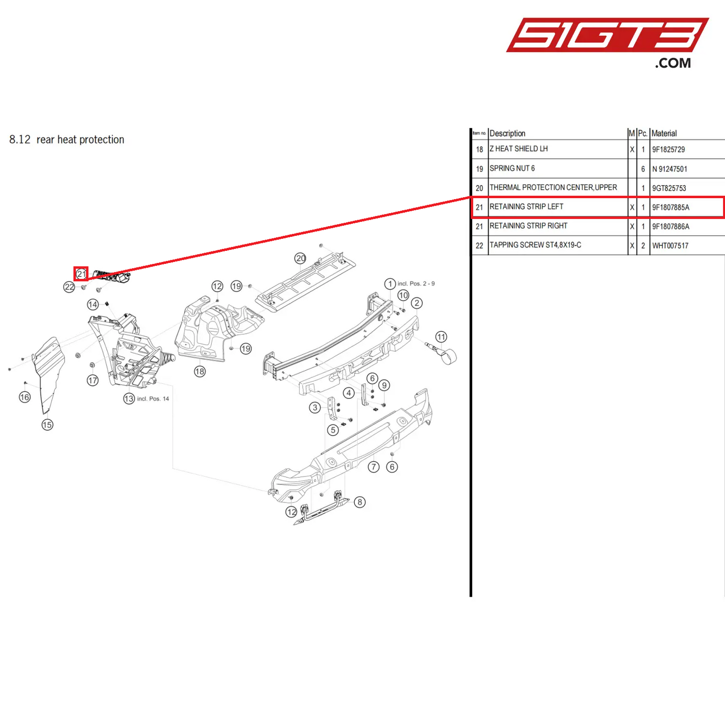 RETAINING STRIP LEFT - 9F1807885A [PORSCHE 911 GT3 Cup Type 992]