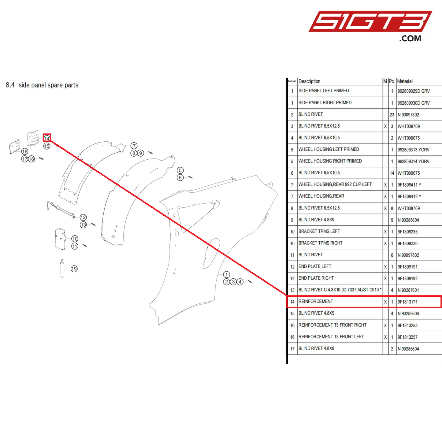 REINFORCEMENT - 9F1813171 [PORSCHE 911 GT3 Cup Type 992]