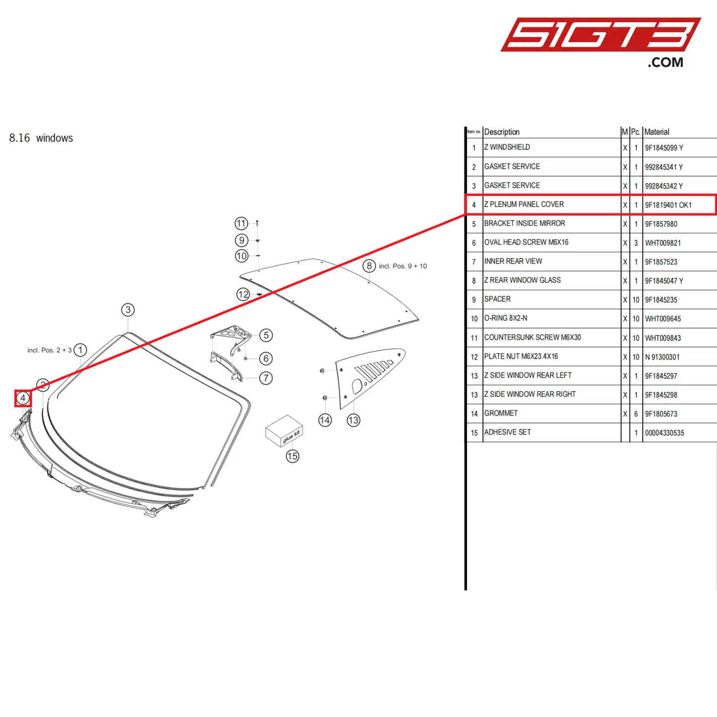 Z PLENUM PANEL COVER - 9F1819401  OK1 [PORSCHE 911 GT3 Cup Type 992]