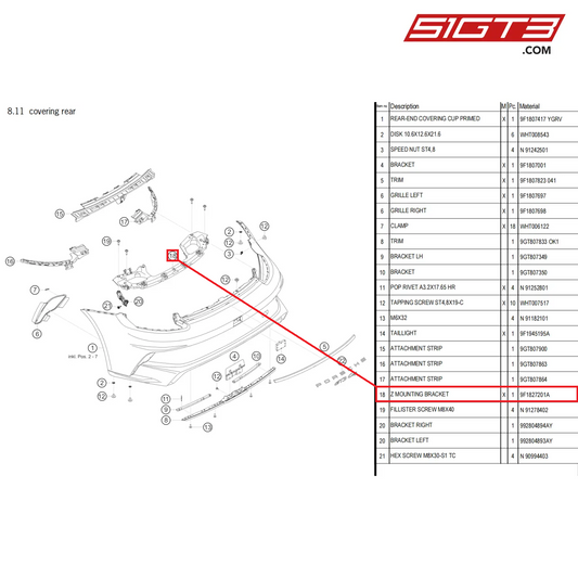 Z MOUNTING BRACKET - 9F1827201A [PORSCHE 992.1 GT3 Cup]