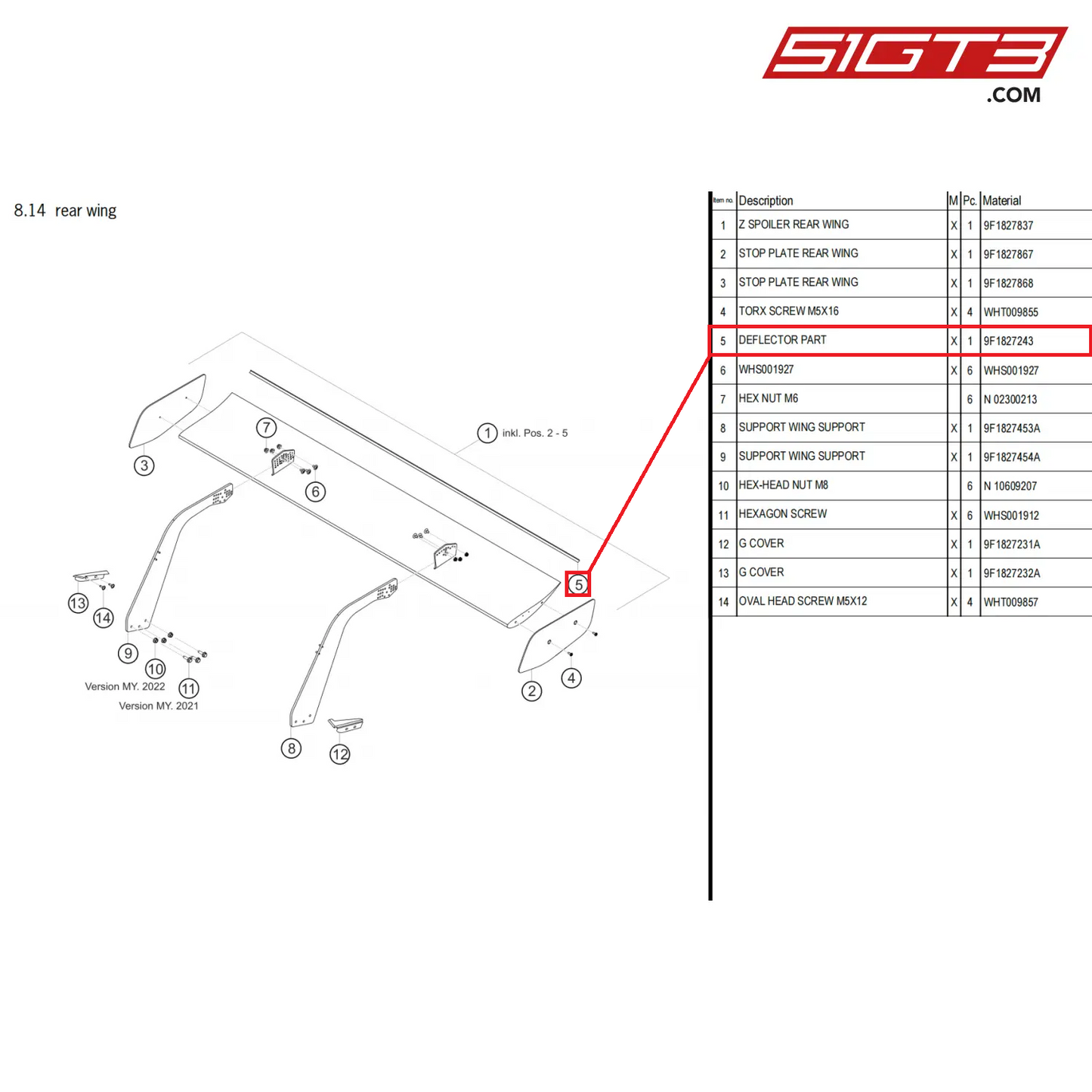 DEFLECTOR PART - 9F1827243 [PORSCHE 911 GT3 Cup Type 992]