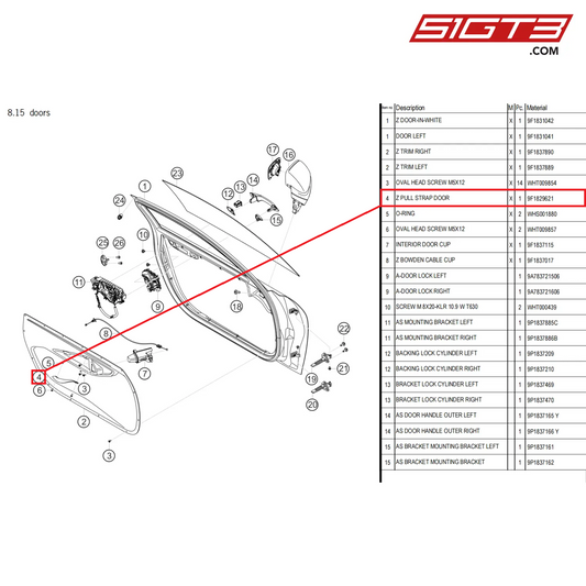 Z PULL STRAP DOOR - 9F1829621 [PORSCHE 992.1 GT3 Cup]