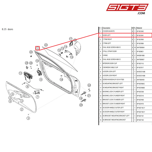 DOOR LEFT - 9F1831041 [PORSCHE 911 GT3 Cup Type 992]