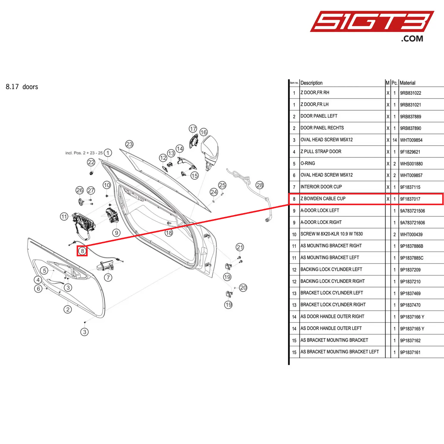 Z BOWDEN CABLE CUP - 9F1837017 [PORSCHE 911 GT3 R Type 992]