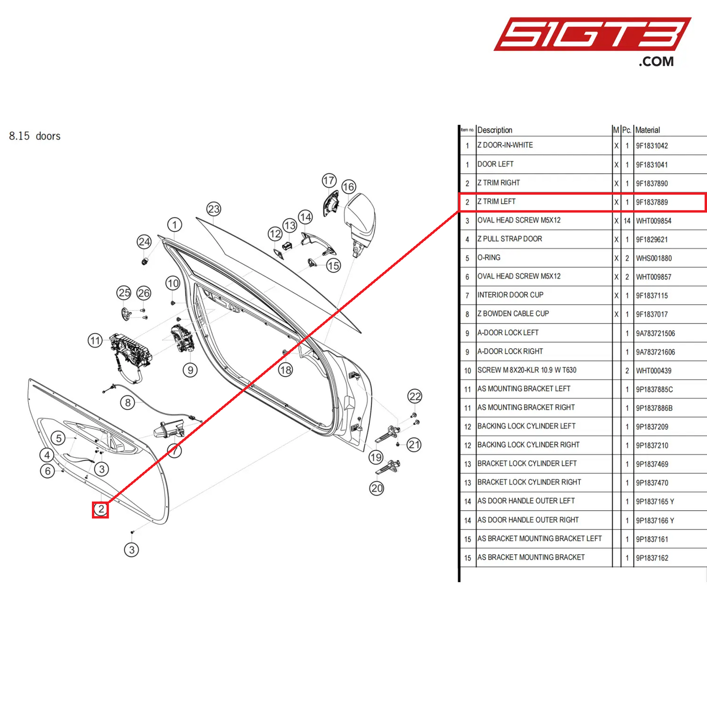 Z TRIM LEFT - 9F1837889 [PORSCHE 911 GT3 Cup Type 992]