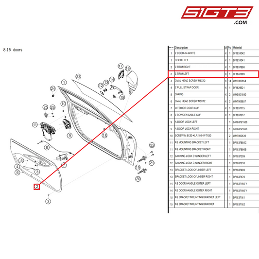 Z TRIM LEFT - 9F1837889 [PORSCHE 992.1 GT3 Cup]