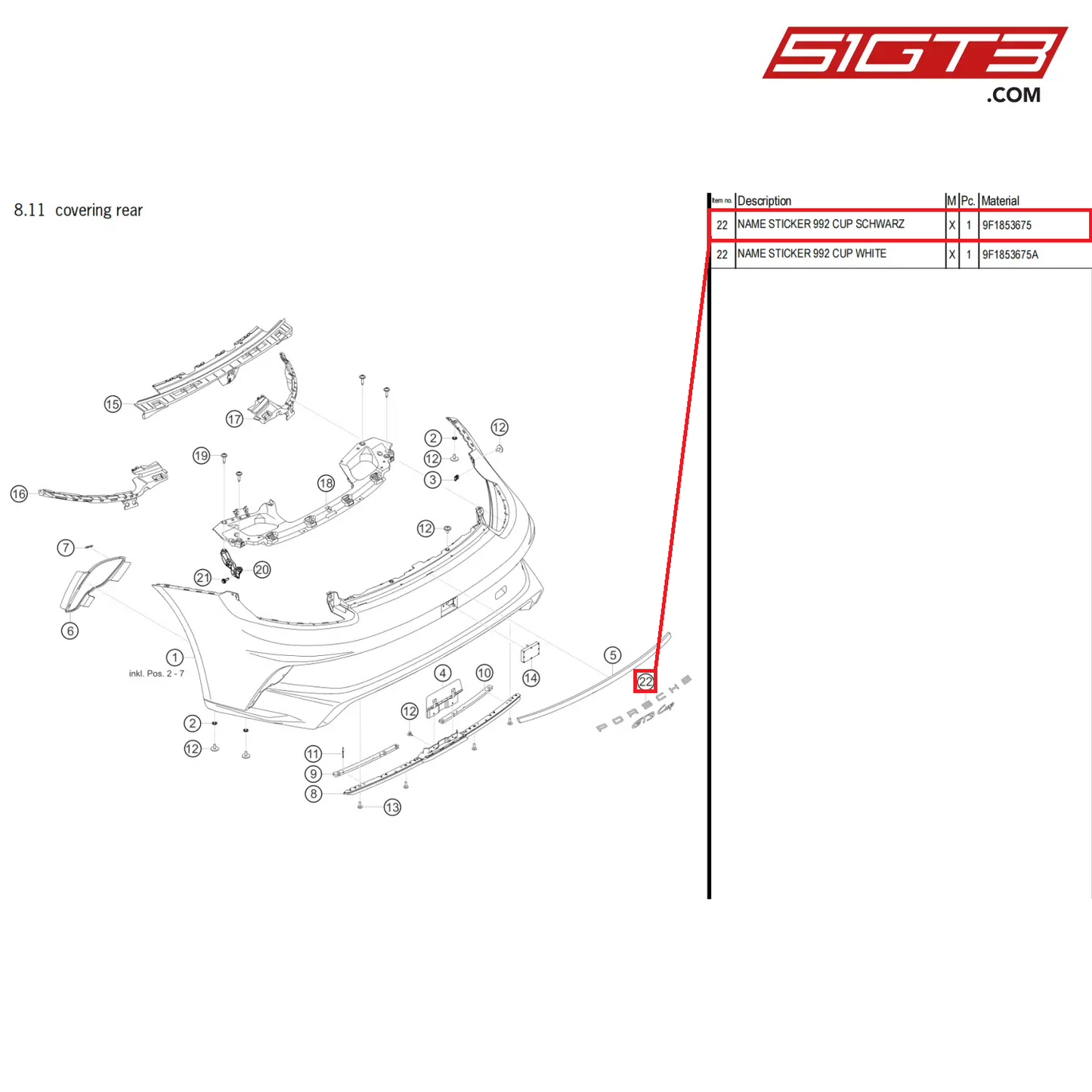 NAME STICKER 992 CUP SCHWARZ - 9F1853675 [PORSCHE 911 GT3 Cup Type 992]