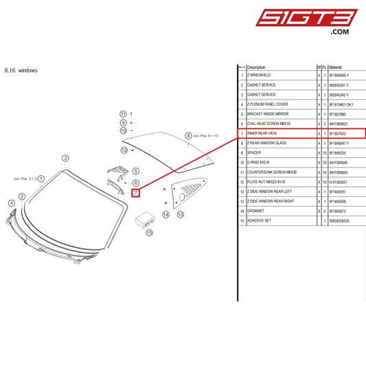 INNER REAR VIEW - 9F1857523 [PORSCHE 992.1 GT3 Cup]