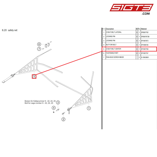 Z SEAT BELT CENTER - 9F1857704 [PORSCHE 992.1 GT3 Cup]