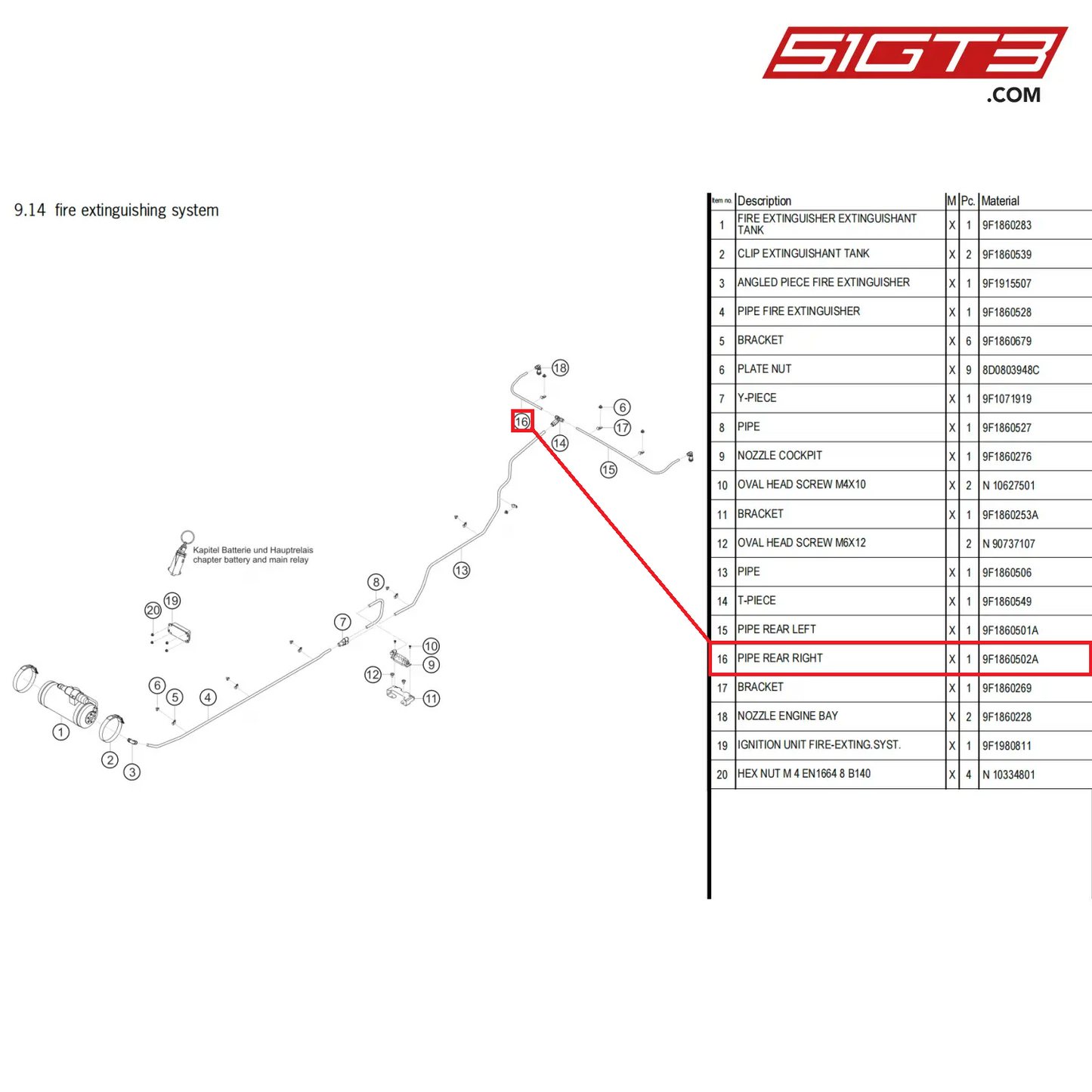 PIPE REAR RIGHT - 9F1860502A [PORSCHE 911 GT3 Cup Type 992]