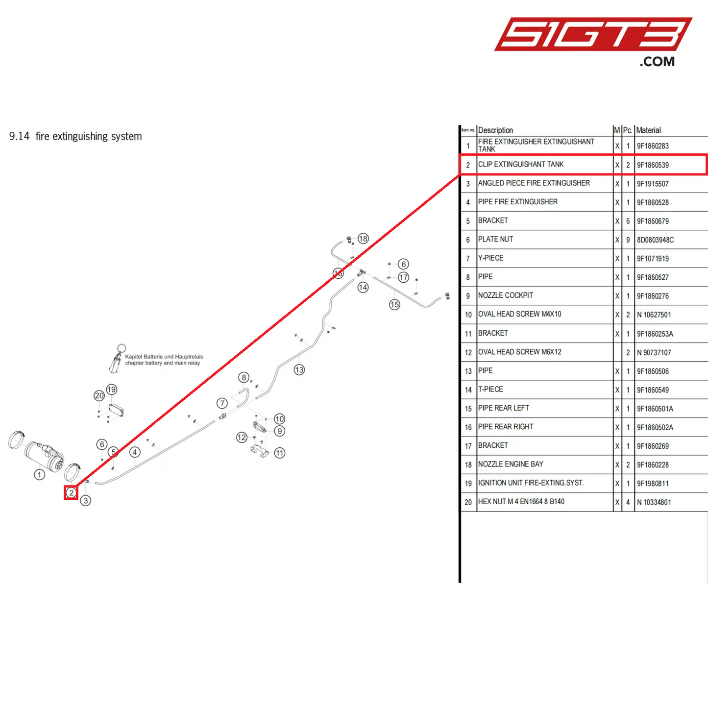 CLIP EXTINGUISHANT TANK - 9F1860539 [PORSCHE 911 GT3 Cup Type 992]