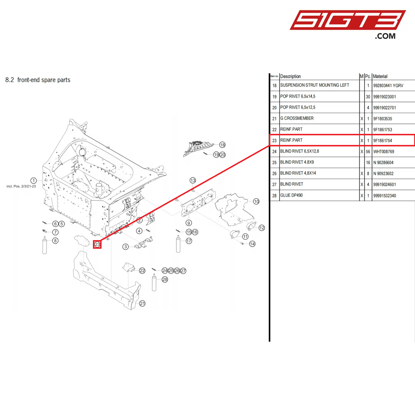 REINF.PART - 9F1861754 [PORSCHE 911 GT3 Cup Type 992]