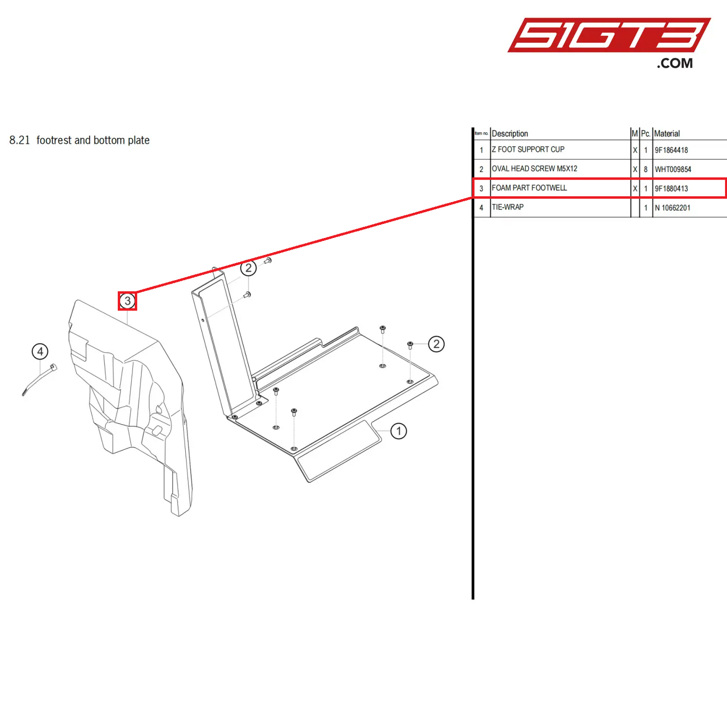 FOAM PART FOOTWELL - 9F1880413 [PORSCHE 911 GT3 Cup Type 992]