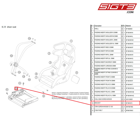 BRACKET - 9F1881573 [PORSCHE 911 GT3 Cup Type 992]