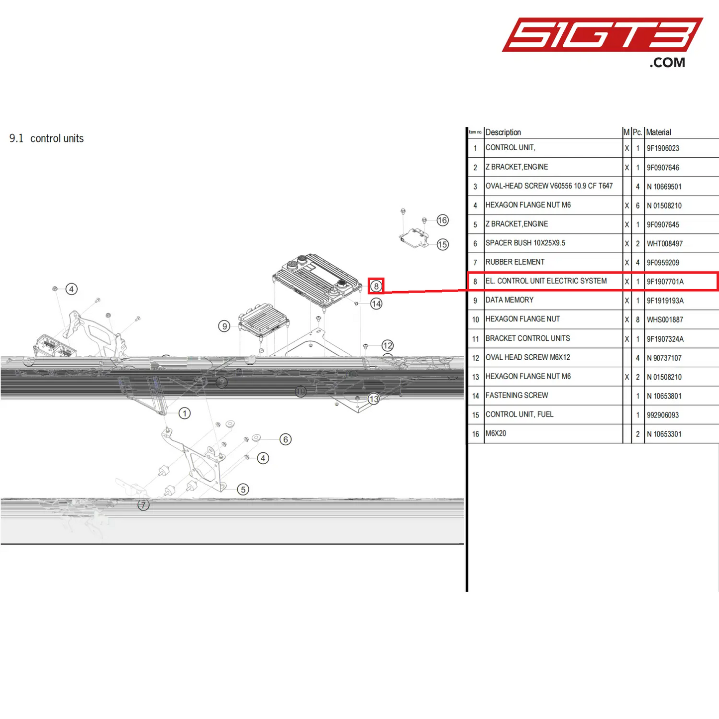 EL. CONTROL UNIT ELECTRIC SYSTEM - 9F1907701A [PORSCHE 992.1 GT3 Cup]