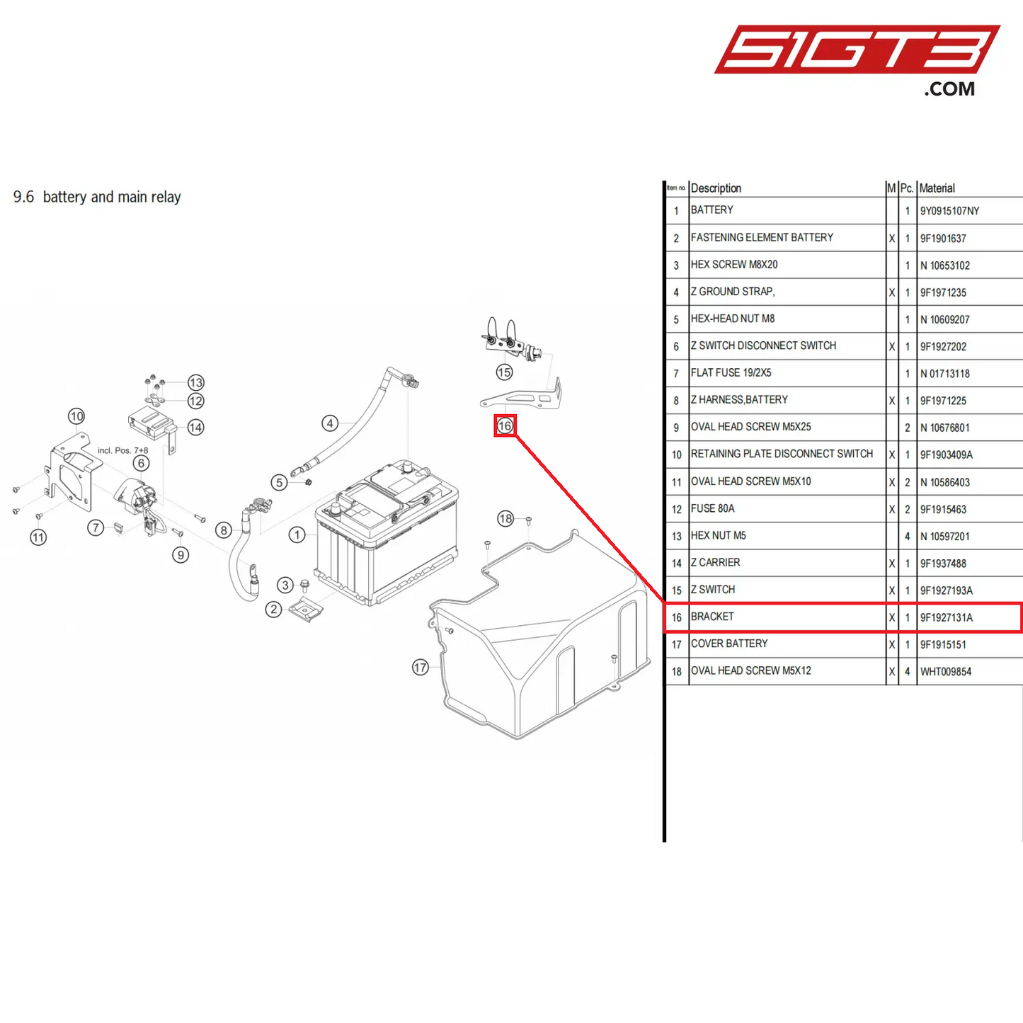 BRACKET - 9F1927131A [PORSCHE 911 GT3 Cup Type 992]