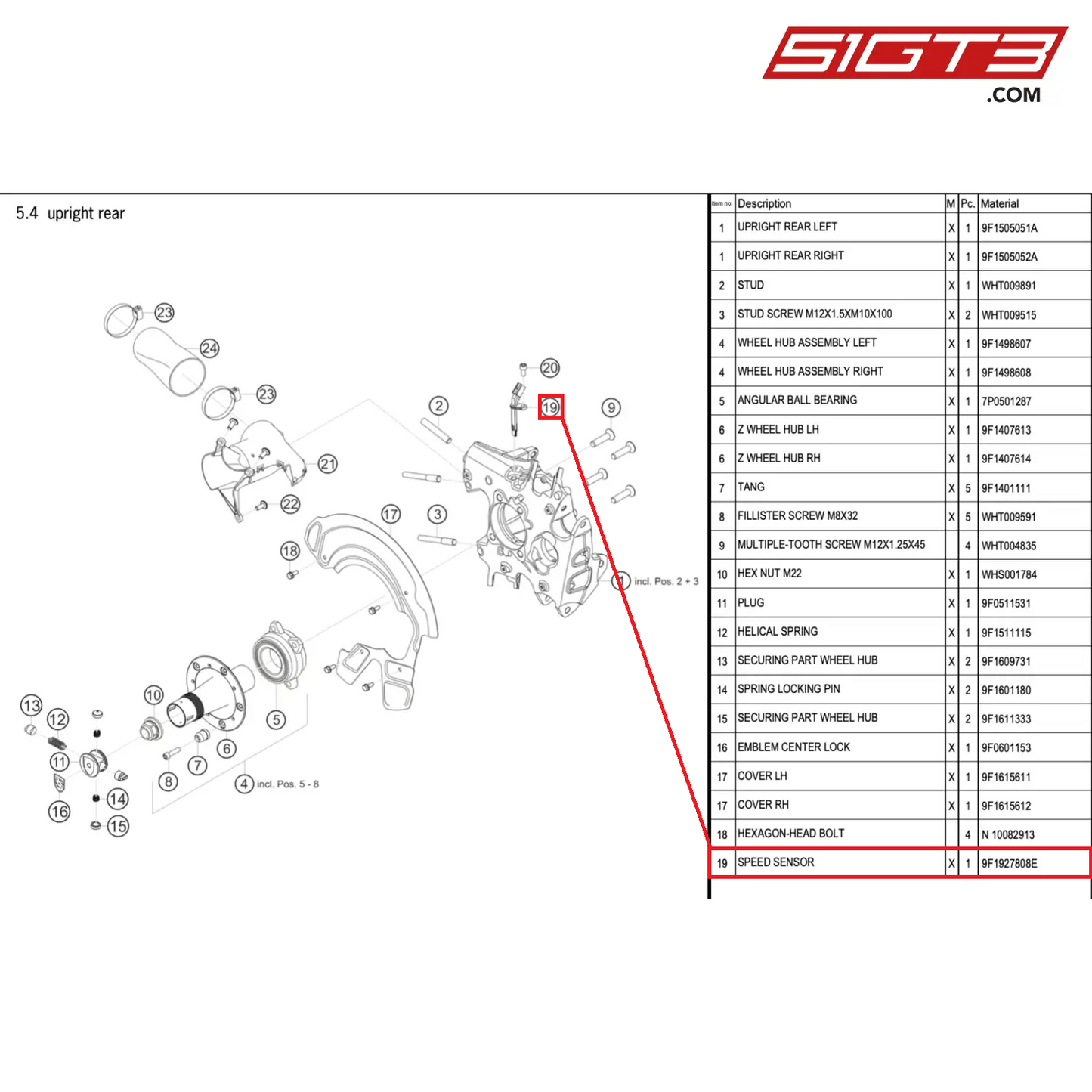 SPEED SENSOR - 9F1927808E [PORSCHE 911 GT3 Cup Type 992]