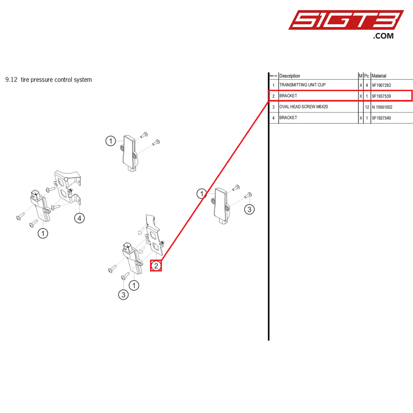 BRACKET - 9F1937539 [PORSCHE 911 GT3 Cup Type 992]