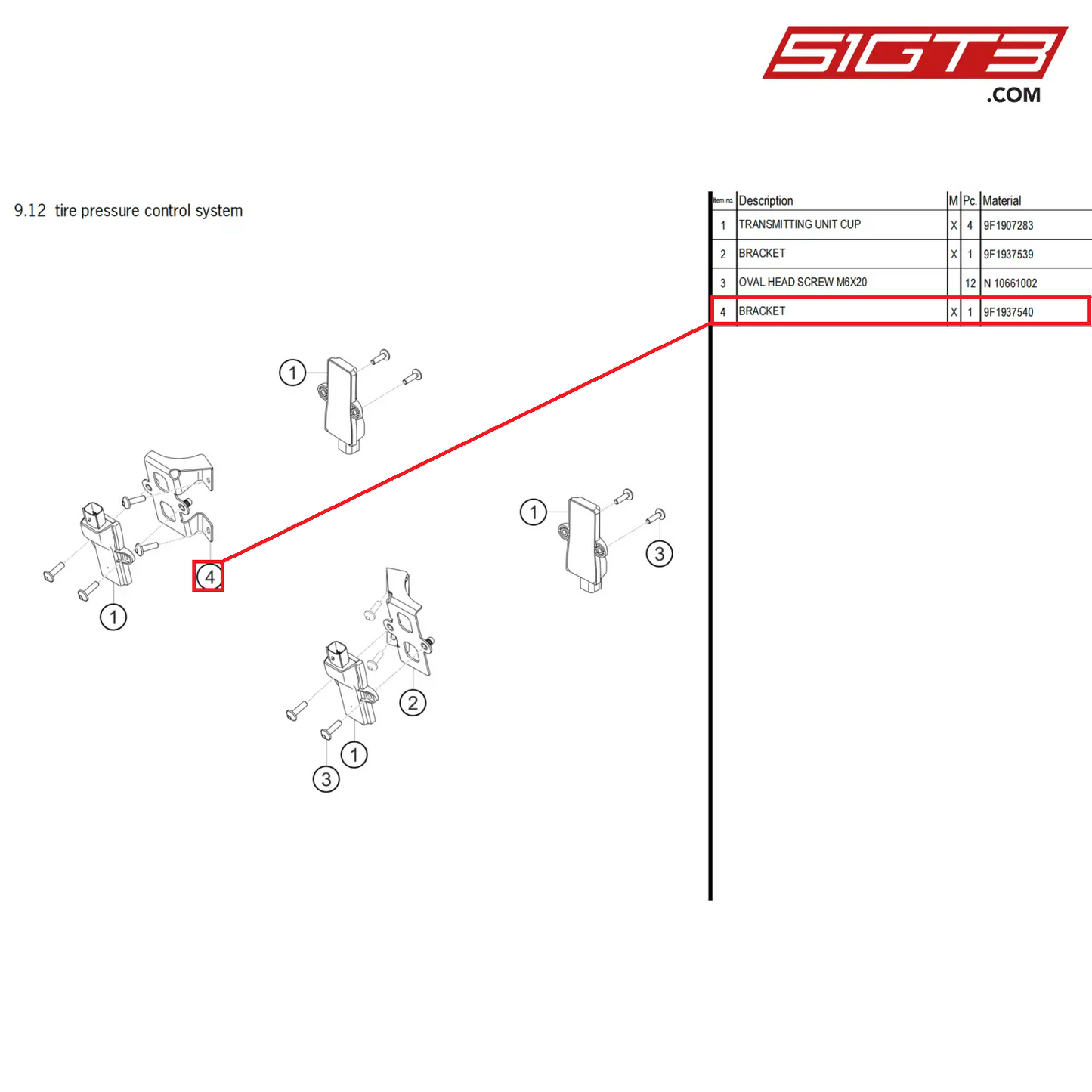 BRACKET - 9F1937540 [PORSCHE 911 GT3 Cup Type 992]