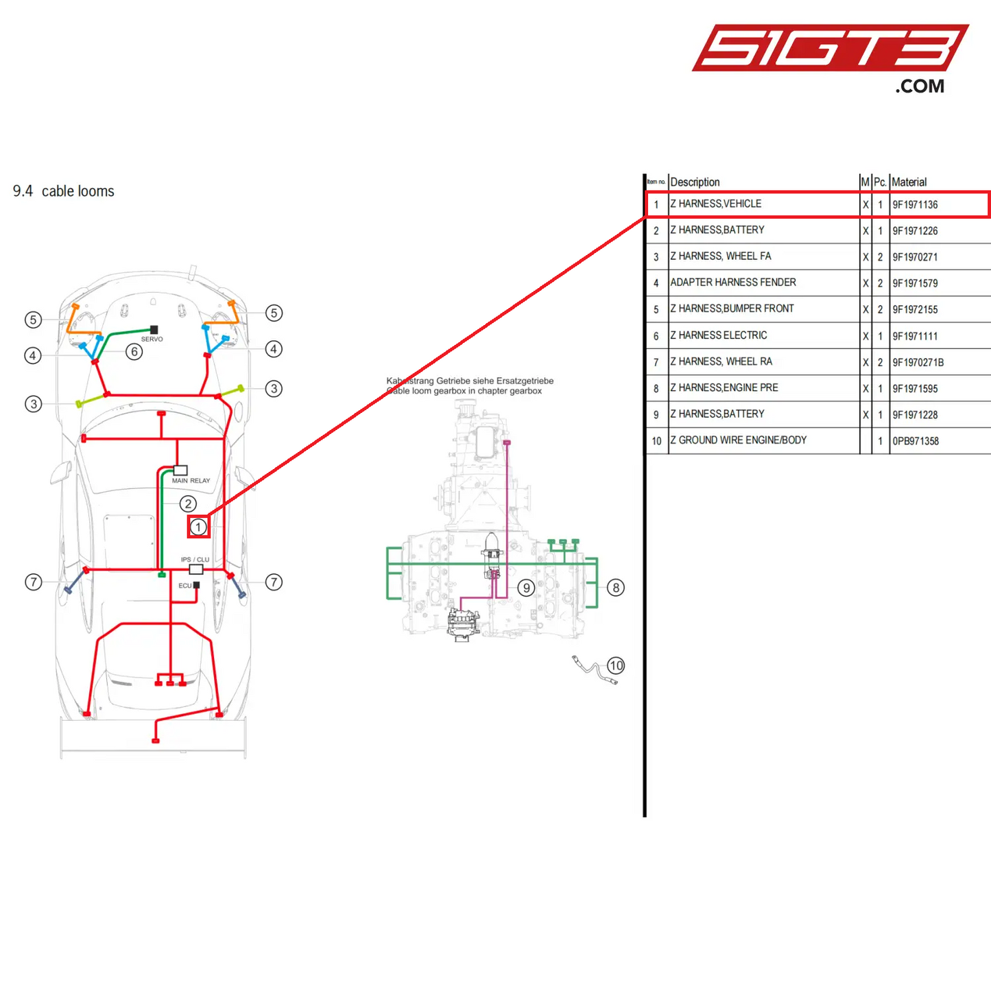 Z HARNESS,VEHICLE - 9F1971136 [PORSCHE 911 GT3 Cup Type 992]