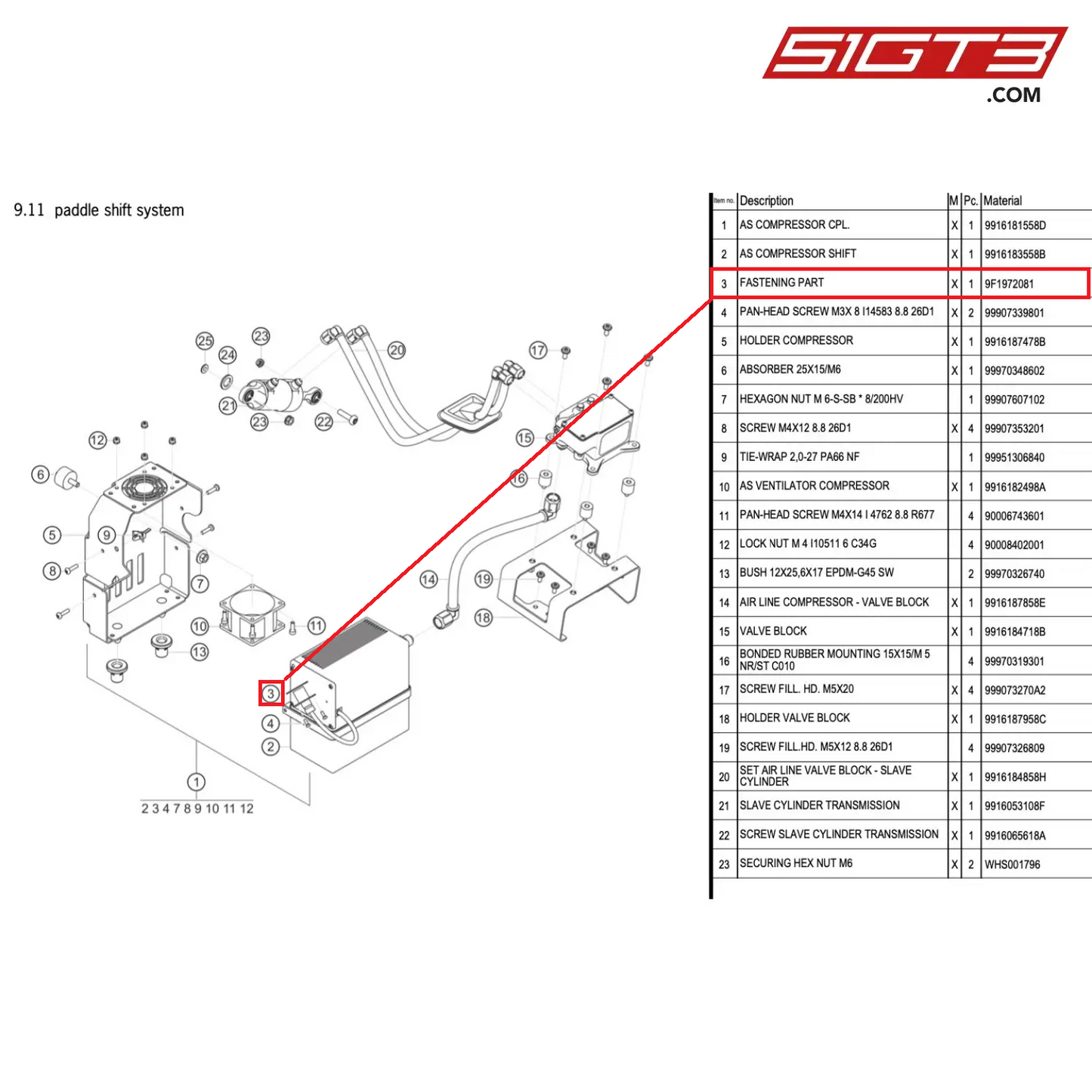 FASTENING PART - 9F1972081 [PORSCHE 991.1 GT3 Cup]