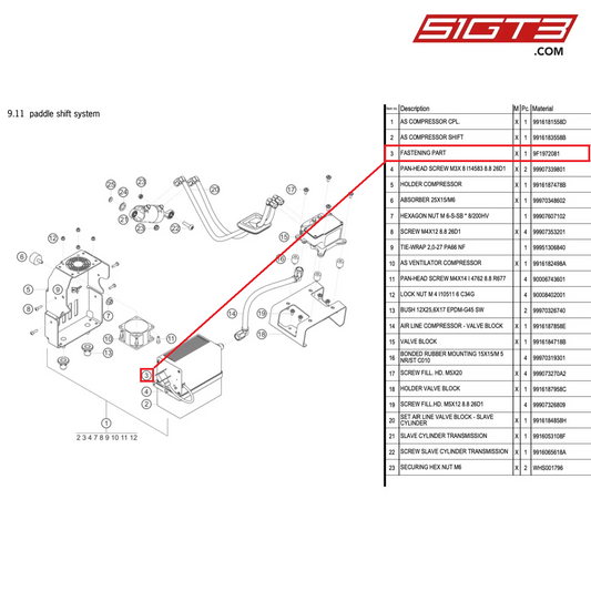 FASTENING PART - 9F1972081 [PORSCHE 911 GT3 Cup Type 991 (GEN1)]