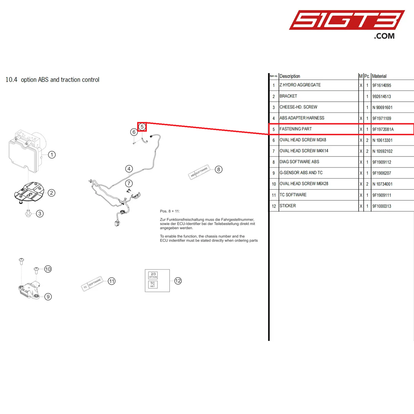 FASTENING PART - 9F1972081A [PORSCHE 911 GT3 Cup Type 992]